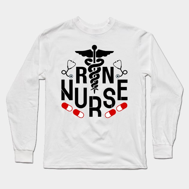 RN Nurse Long Sleeve T-Shirt by colorsplash